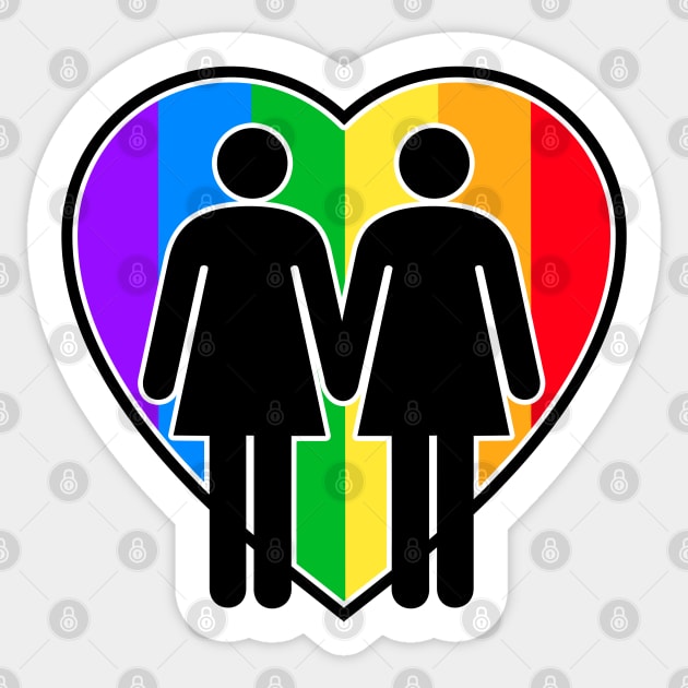 Lesbian Couple Valentines Day Rainbow Heart Sticker by RadStar